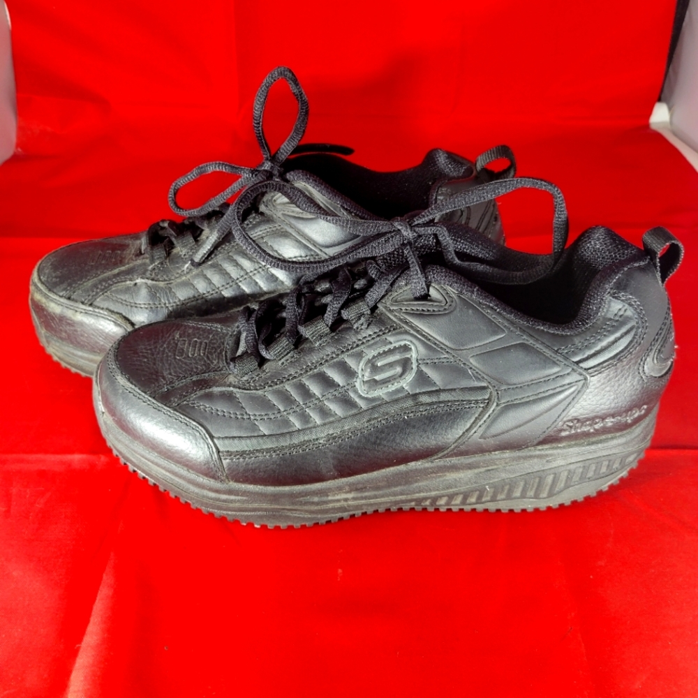 Sketchers Work Shape Ups 76848 Black Leather Shoes Size 7.5